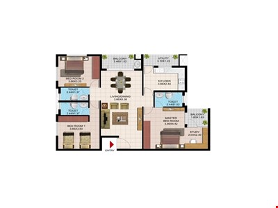 3 Bhk Apartment, 1892 Sqft At Big Banyan Roots